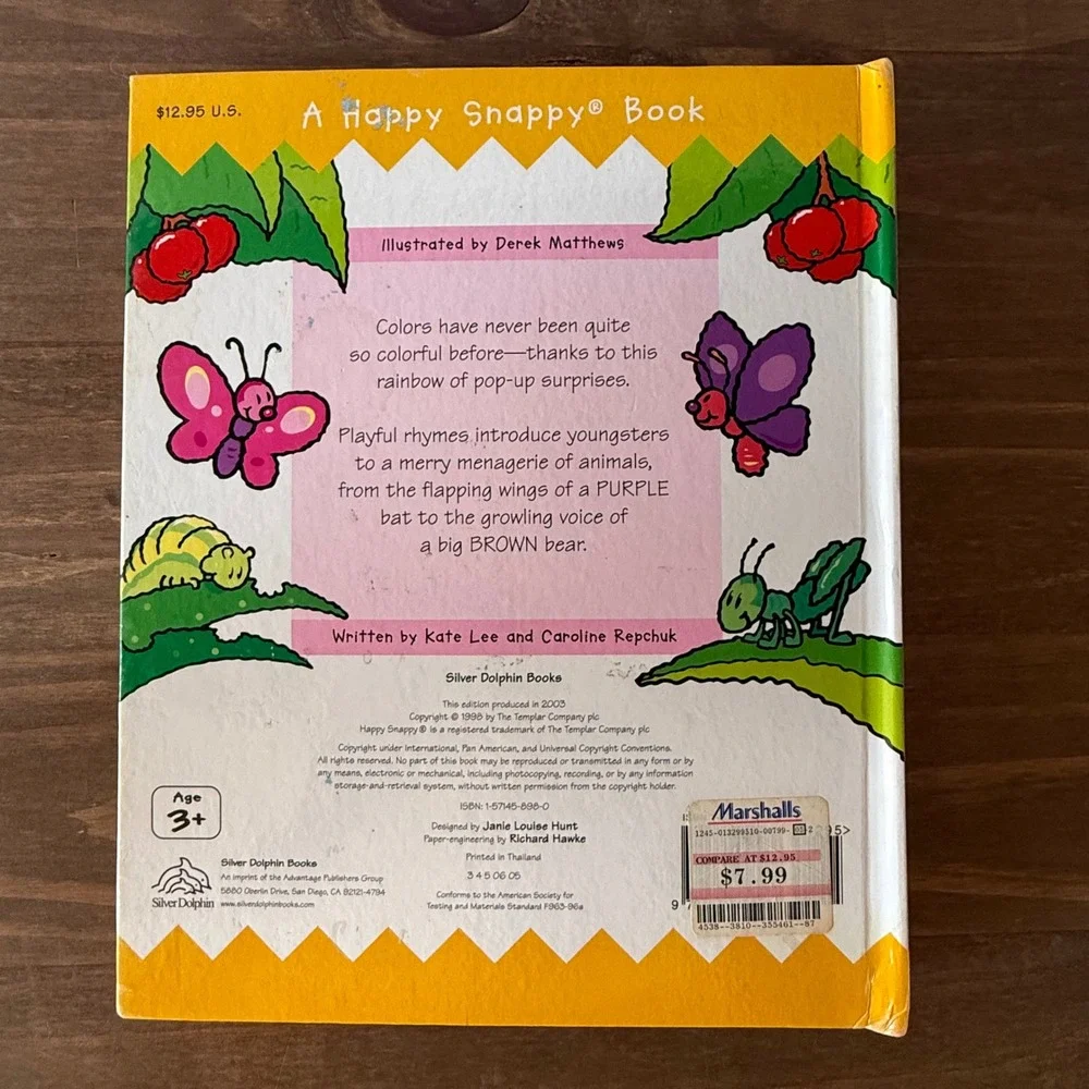 Vintage 2003 Snappy Little Colors Pop-Up Fun Hardcover Book Happy Snappy